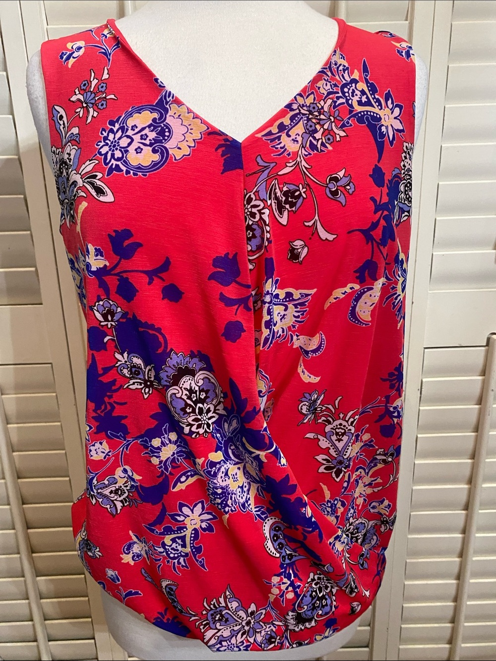 Dana Buchman Bright Pink Sleeveless Wrap-Style Top